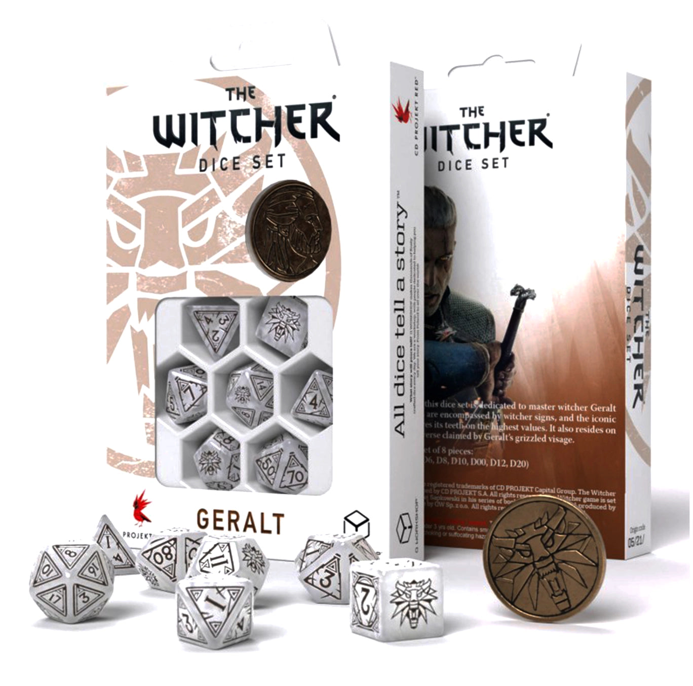 THE WITCHER –  Würfelset (7 Polyeder + Metallmünze)