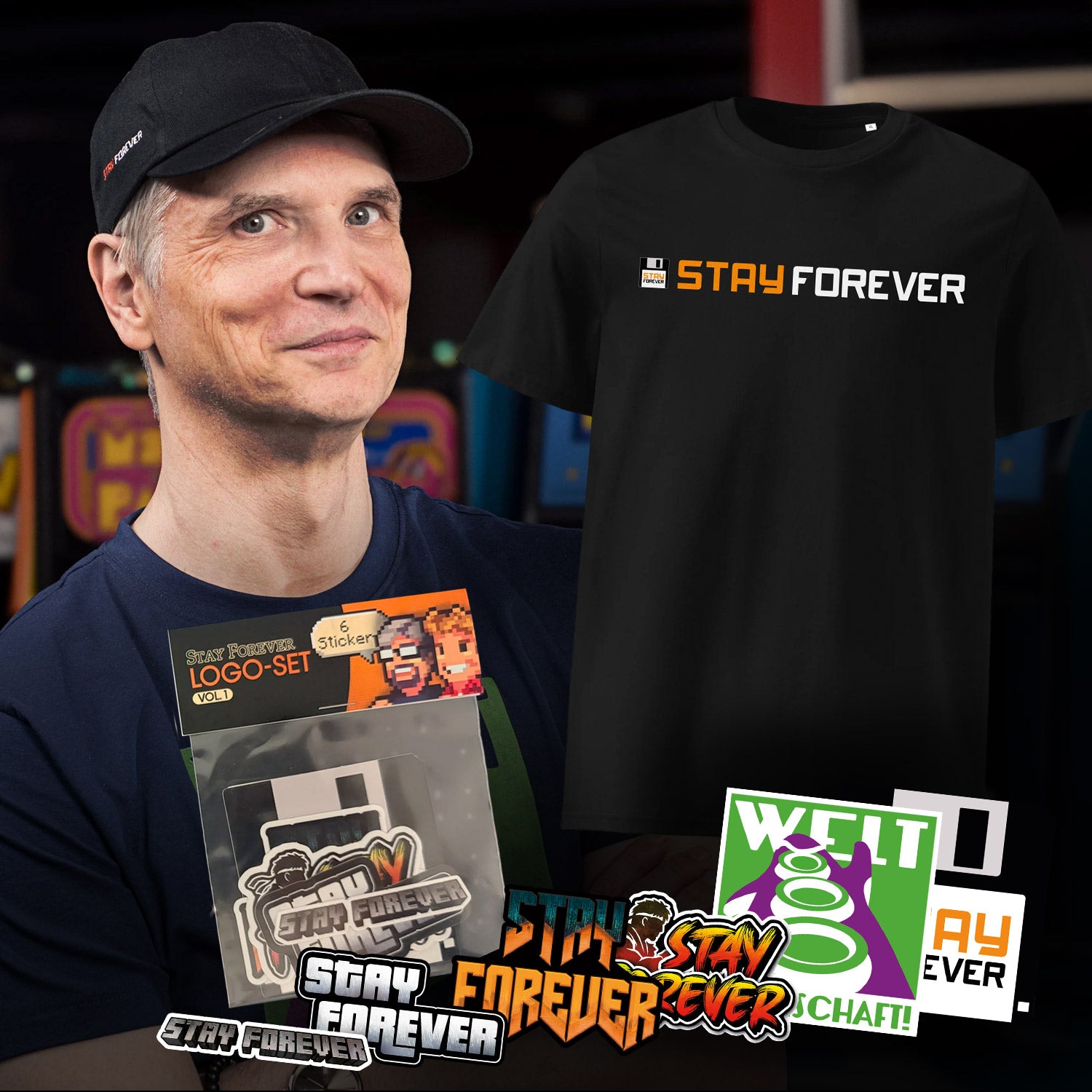STAY FOREVER Fan-Bundle 1: Cap, Logo-Shirt und Sticker